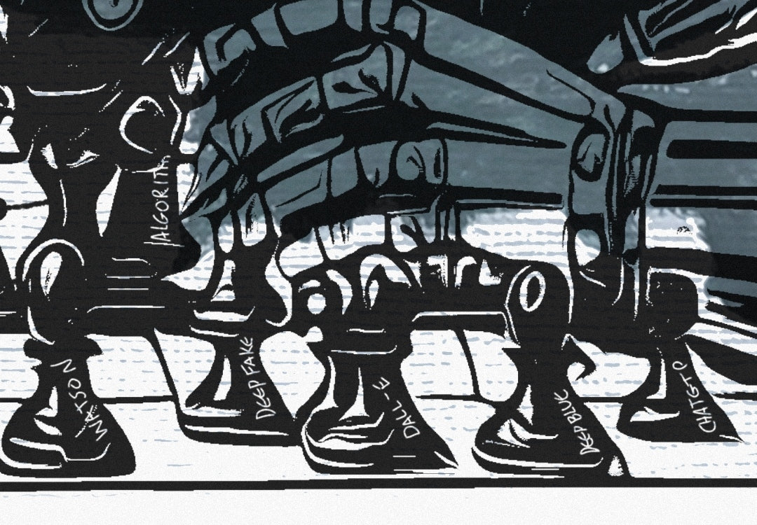 AI: Checkmate, ink sketch original. A4