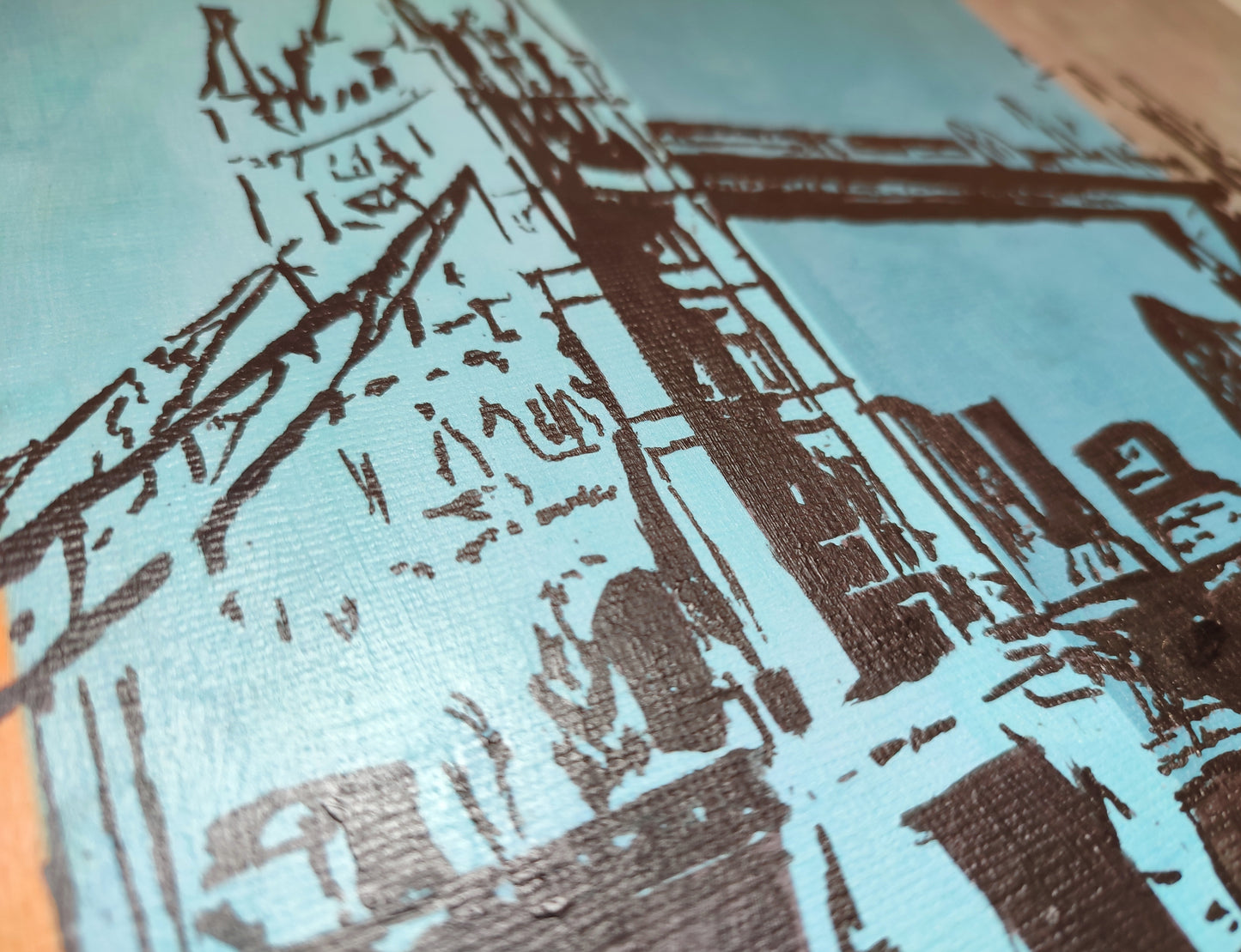 London's Tower Bridge, ink sketch original. A4