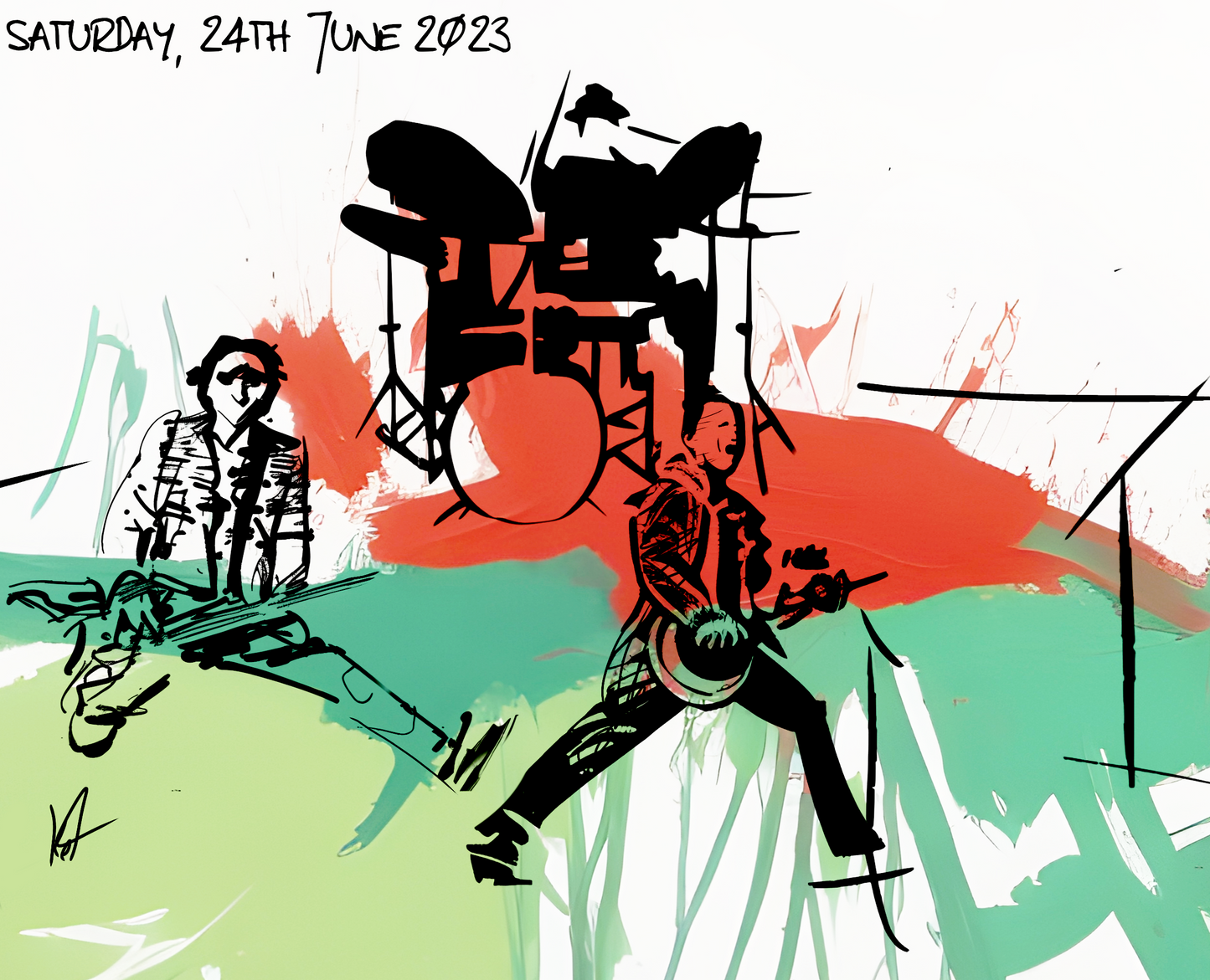 The Manics, ink sketch original. A4
