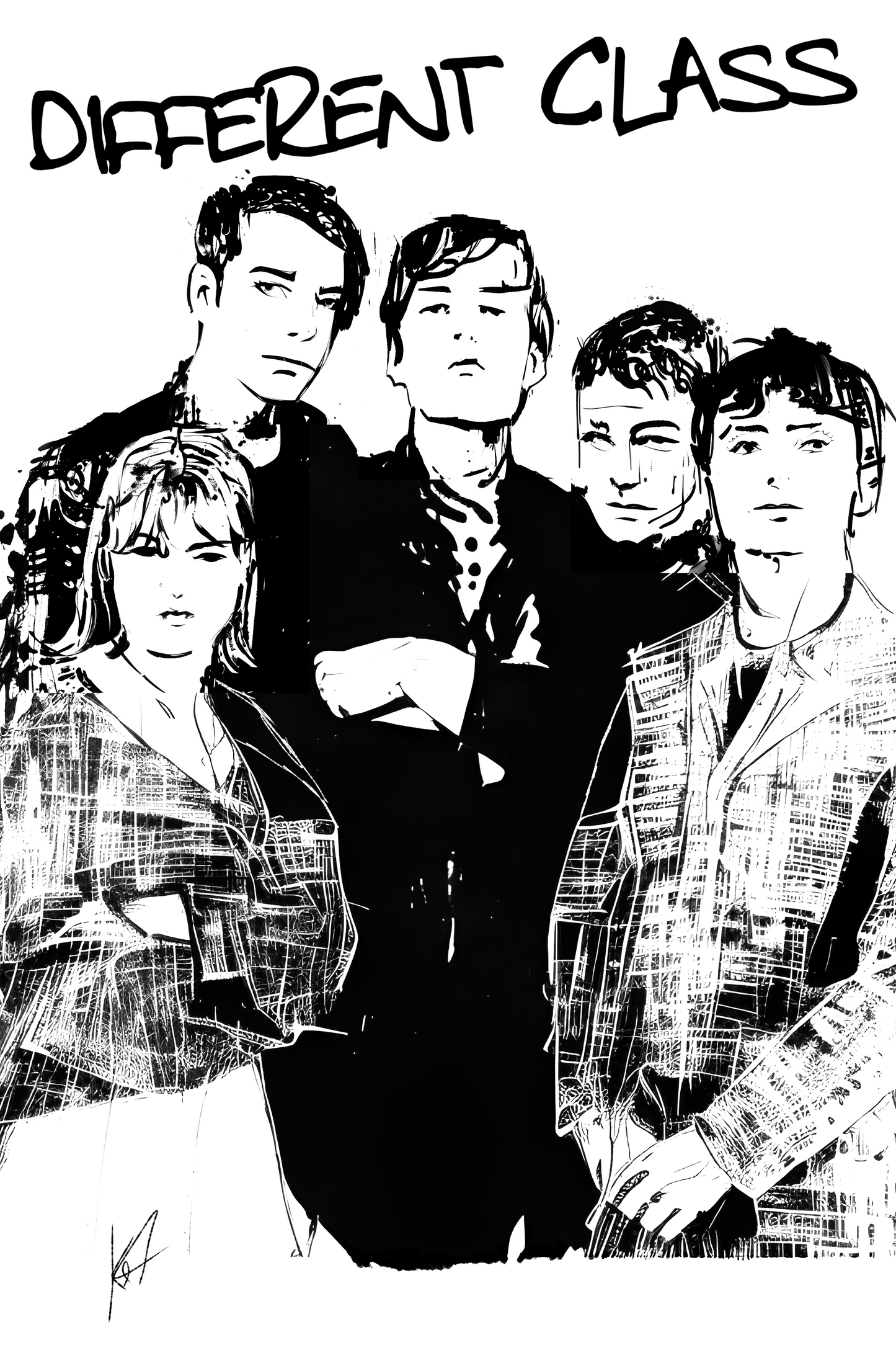 Different Class, ink sketch original. A4