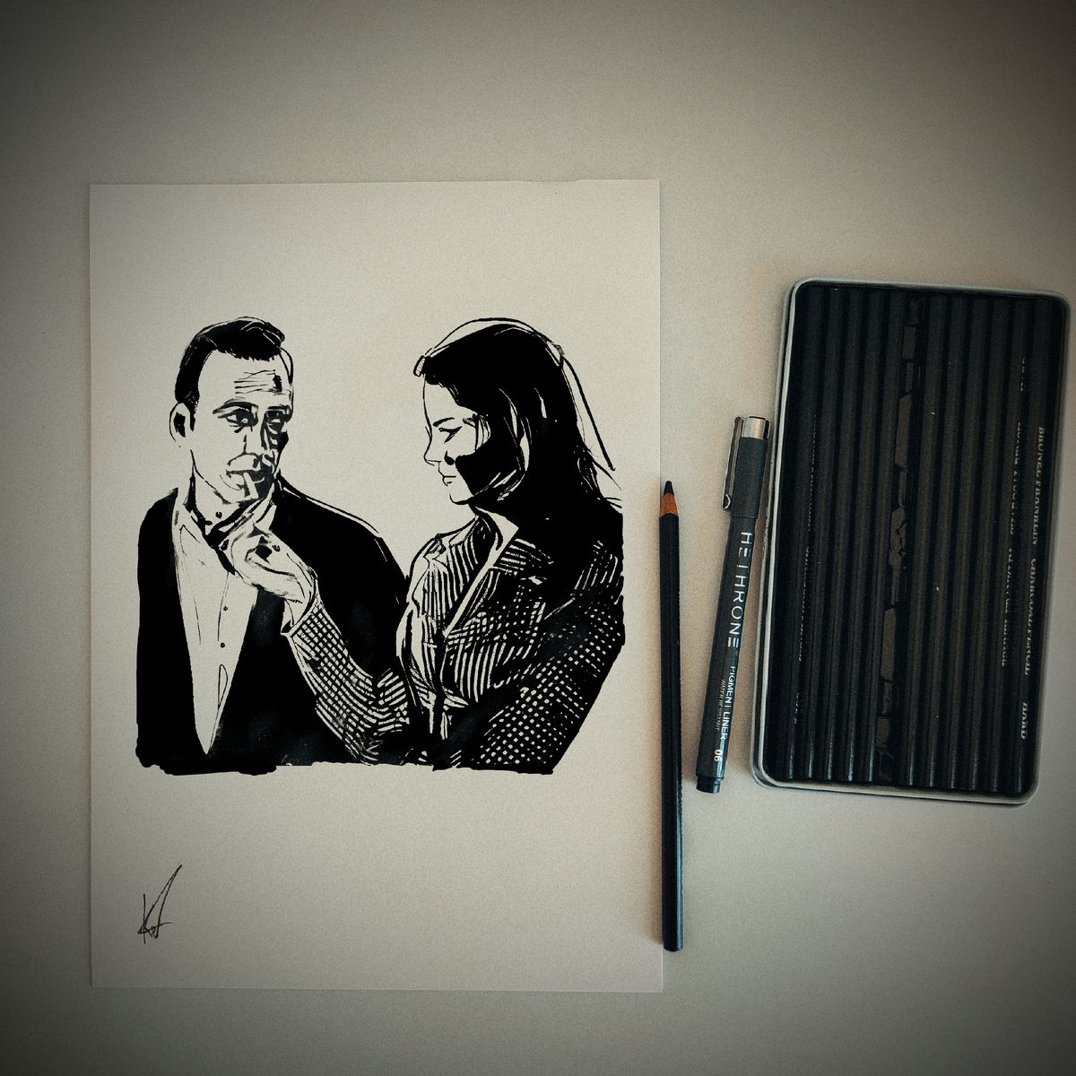 Ink Noir: The Big Sleep, ink sketch original. A4 – Basesketch