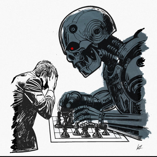 AI: Checkmate, ink sketch original. A4