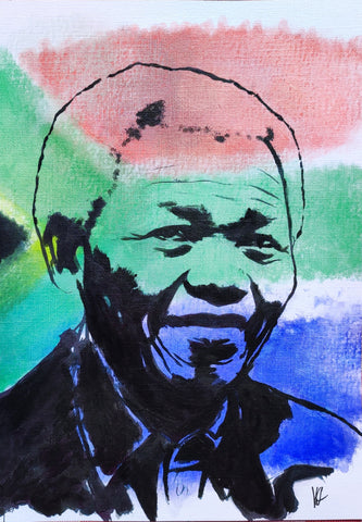 Mandela, ink sketch original. A4