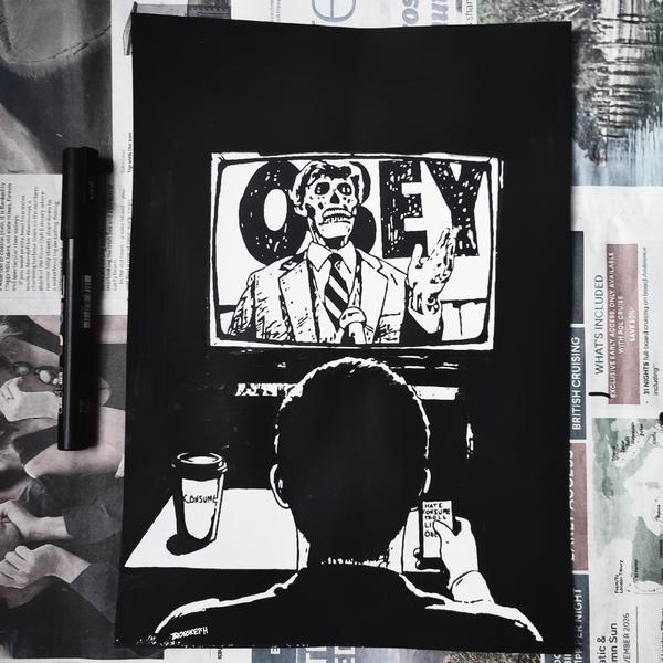 They Live, ink sketch original. A3