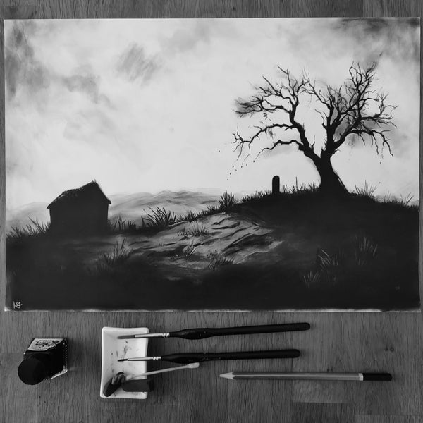 Unforgiven, ink sketch original. A3