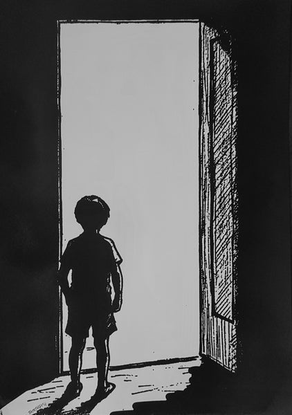 A Close Encounter, ink sketch original. A3