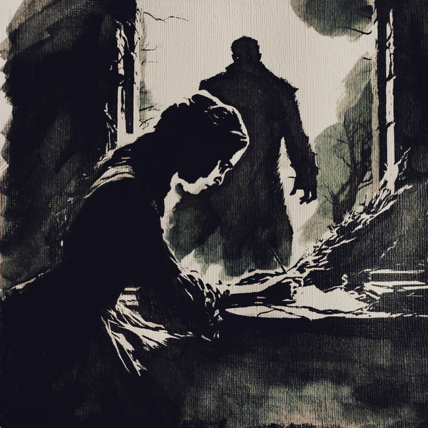 Shelley's Penumbra: Crafting Frankenstein's Legacy, ink sketch original. A4
