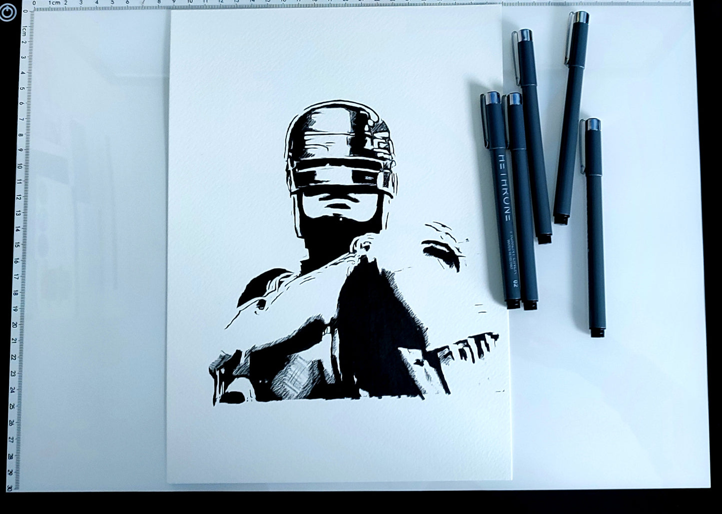 RoboCop, ink sketch original. A4