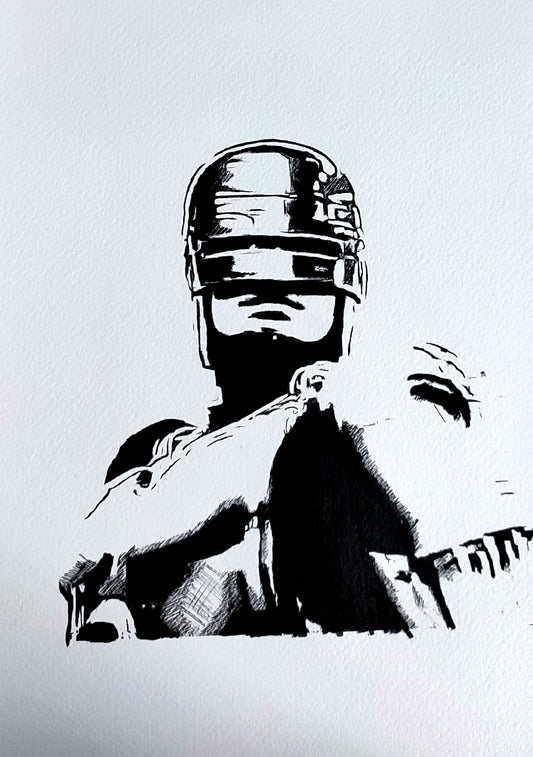 RoboCop, ink sketch original. A4