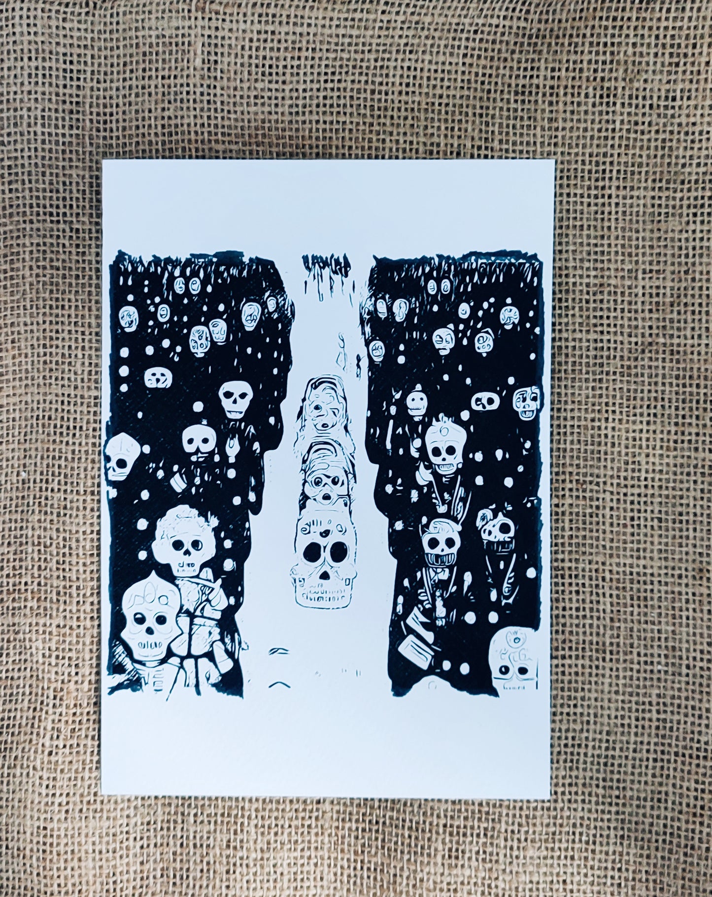 Day of the dead festival, ink sketch original. A4