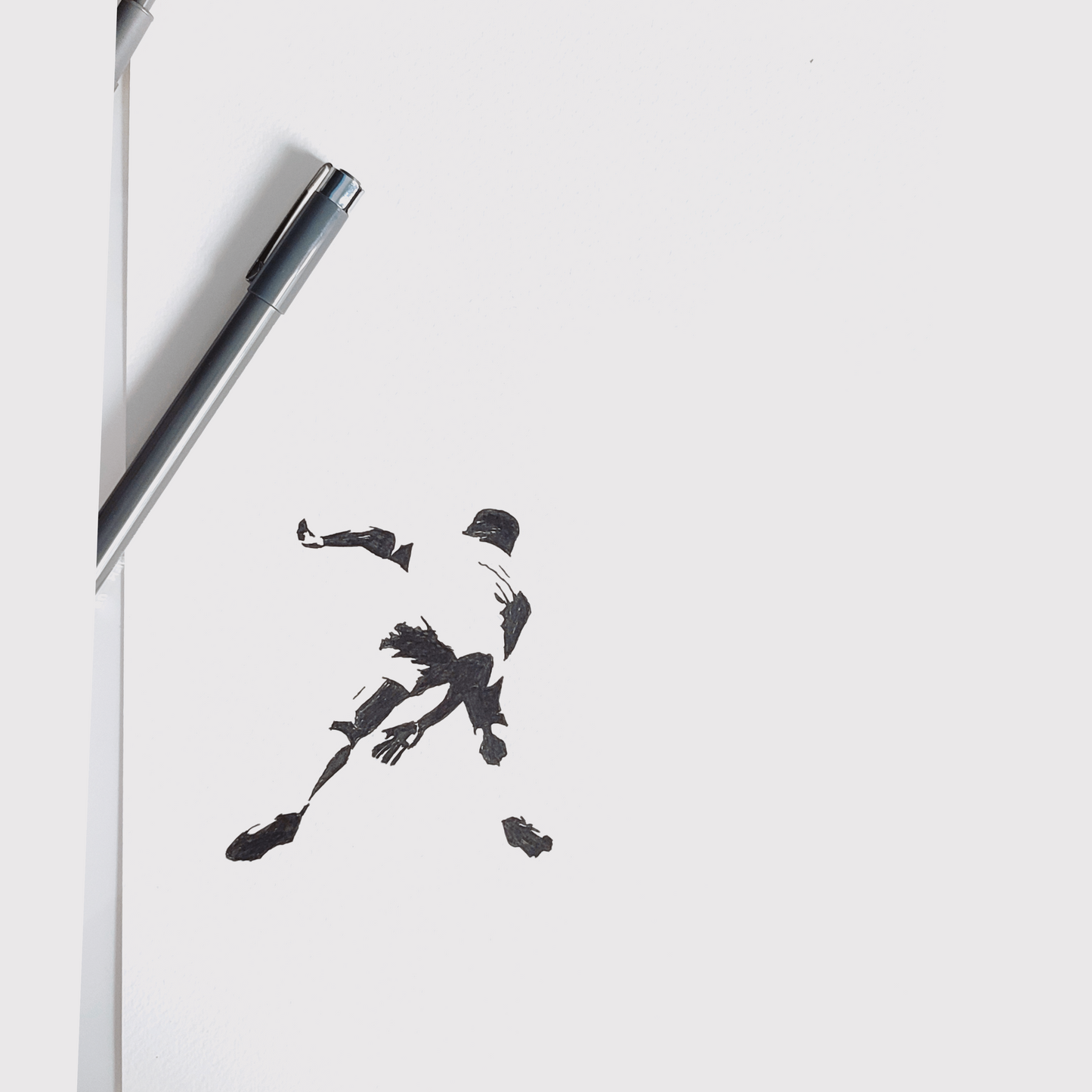Wayne Rooney bicycle kick, ink sketch original. A4