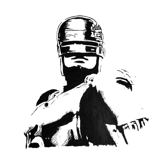 RoboCop, ink sketch original. A4