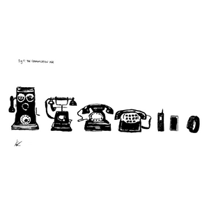 Telephone Evolution, ink sketch original. A4